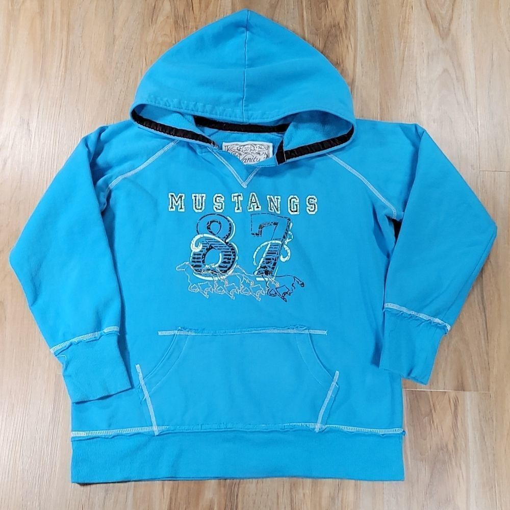 🔺️Vanity Blue Mustangs Vneck Hoodie Sweatshirt XLarge